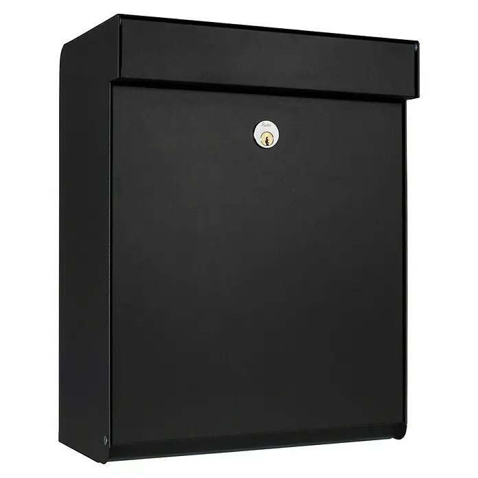 Allux Briefkasten Grundform - L x B x H: 180 x 345 x 440 mm, Schwarz, Stahl - Schwarzer, abschließbarer Postkasten mit Schlüssel für sichere Postzustellung. Ideal für Haus und Büro.