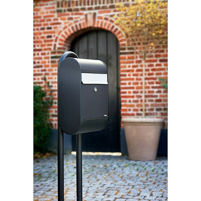 Allux Standbriefkasten 5000 (L x B x H: 160 x 320 x 460 mm, Schwarz / Silber, Stahl) | BAUHAUS