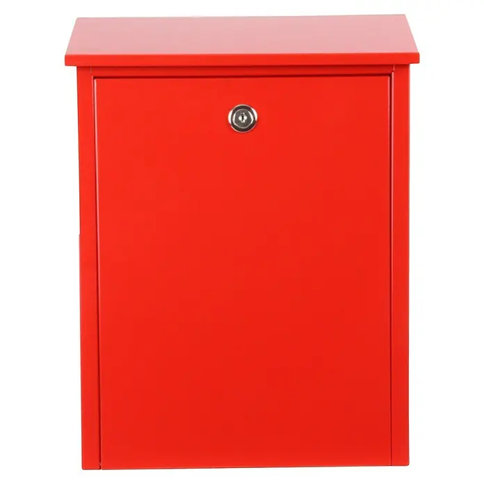 Allux Briefkasten 200 - L x B x H: 140 x 280 x 390 mm, Rot, Stahl - Roter Briefkasten mit Schloss, ideal für die sichere Aufbewahrung Ihrer Post. Robust und wetterfest.