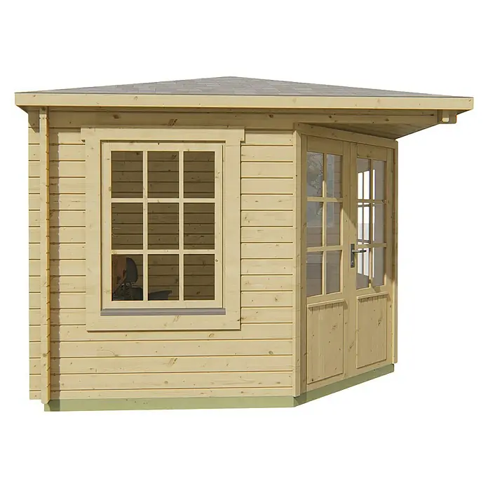 Tuindeco Gartenhaus Zeebrugge - L x B: 302 x 302 cm, Holz, Natur - Hölzernes Gartenhaus mit Fenster und Doppeltür. Ideal als Geräteschuppen oder Gartenlaube.