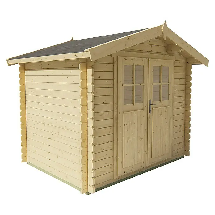 Tuindeco Gartenhaus Knokke - L x B: 2.300 x 2.600 mm, Holz, Natur - Eine hölzerne Gartengerätehaus mit Doppeltür und Satteldach bietet viel Stauraum für Werkzeuge und Gartengeräte.