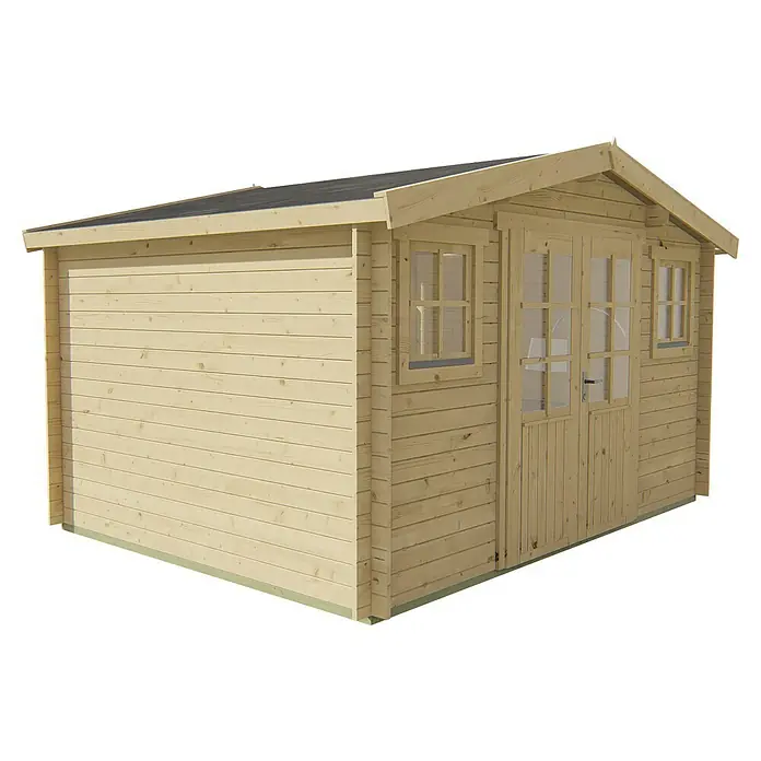 Tuindeco Gartenhaus Beveren - L x B: 300 x 400 cm, Holz, Natur - Ein geräumiges Holzgartenhaus mit Doppeltür und Fenstern. Ideal für die Lagerung von Gartengeräten oder als Hobbyraum.