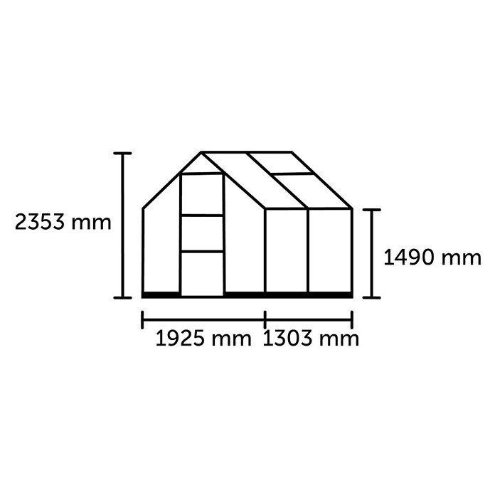 Halls Gewächshaus Icon 6 Stegdoppelplatten (Außenmaß inkl. Dachüberstand (B x T): 192,5 x 130,3 cm, Material Seitenwand: Glas, 4 mm, Grün) | BAUHAUS