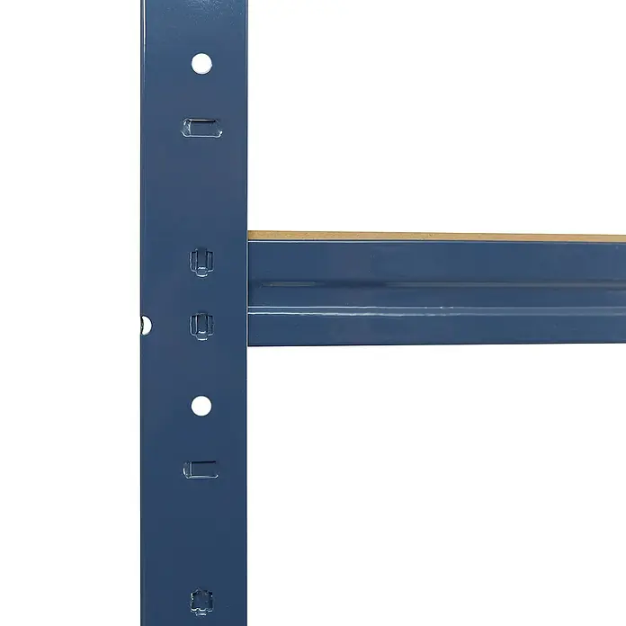 shelfplaza Schwerlastregal HOME - H x B x T: 200 x 50 x 40 cm, Traglast pro Boden: 175 kg, Stecken, blau - Regal mit blauem Metallrahmen und Holzregal, ideal für Lagerung und Organisation.
