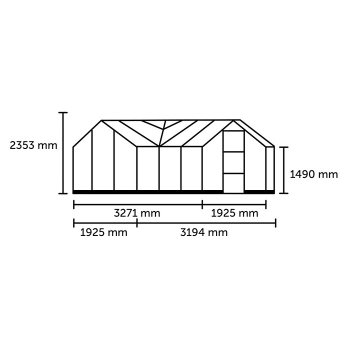 Halls Gewächshaus Icon Gardenhouse (Außenmaß inkl. Dachüberstand (B x T): 321,7 x 319,4 cm, Material Seitenwand: Glas, 3 mm, Schwarz) | BAUHAUS