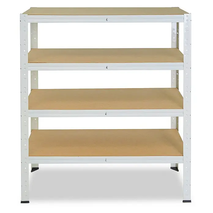 shelfplaza Schwerlastregal HOME - H x B x T: 100 x 50 x 45 cm, Traglast pro Boden: 175 kg, Stecken, weiß - Regal mit vier Regalböden.