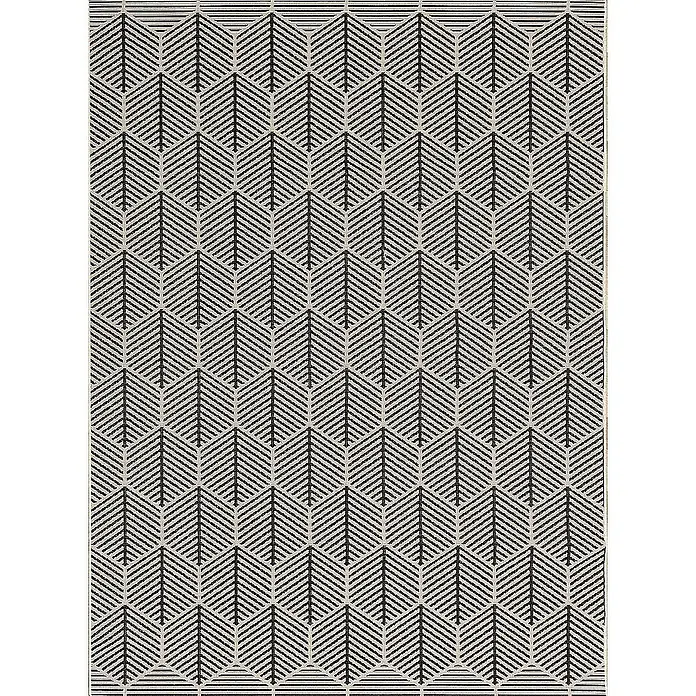 Dekoria Flachgewebeteppich - schwarz, beige, 290 x 200 cm - Schwarz-beige Teppich mit geometrischem Pfeilmuster für ein stilvolles und modernes Ambiente in jedem Raum.