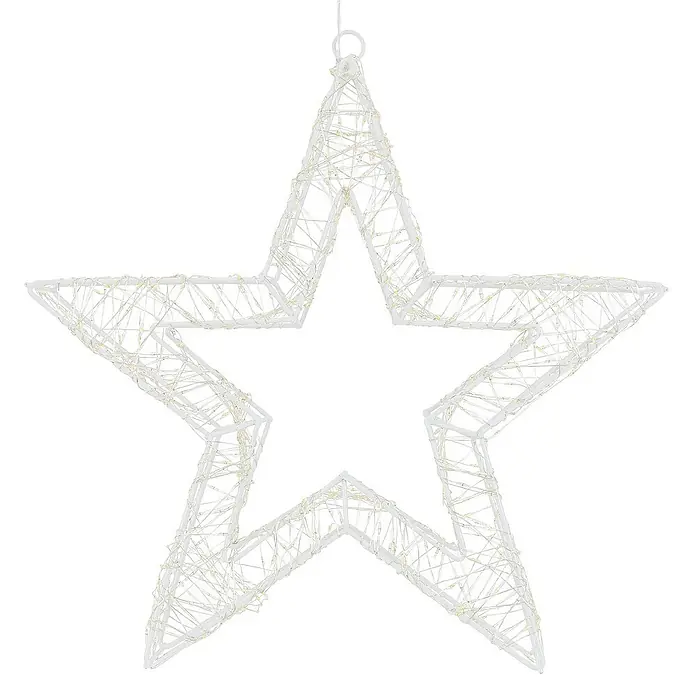ECD Germany LED-Weihnachtsdekoleuchte Weihnachtsdeko Drahtstern Weihnachtsstern Dekostern für Weihnachten - 8 x 38 x 38 cm, Weiß, Netzbetrieben, LED - Dekorativer weißer Stern mit Lichtern für eine festliche Atmosphäre.\n