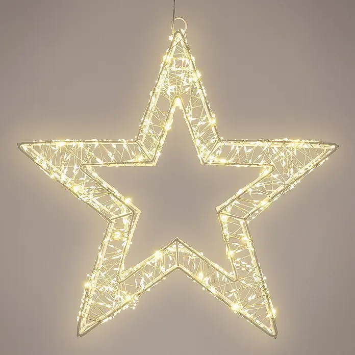 ECD Germany LED-Weihnachtsdekoleuchte Weihnachtsdeko Drahtstern Weihnachtsstern Dekostern für Weihnachten - 8 x 38 x 38 cm, Weiß, Netzbetrieben, LED - Funkelnder LED-Stern als Dekoration für eine stimmungsvolle Atmosphäre. Ideal für die Weihnachtszeit und als leuchtender Blickfang in jedem Raum.
