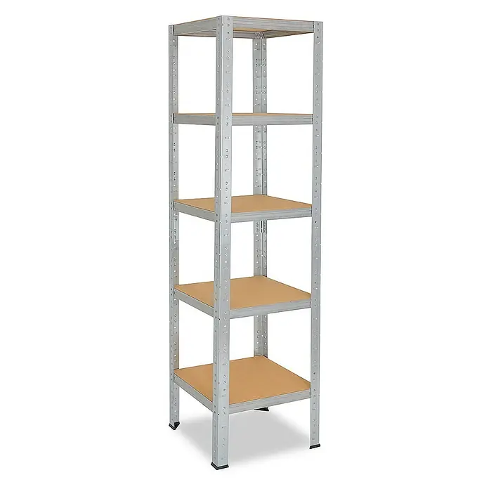 shelfplaza Schwerlastregal HOME - H x B x T: 155 x 30 x 30 cm, Traglast pro Boden: 175 kg, Stecken, verzinkt - Regal mit fünf Böden. Das Metallregal ist ideal für Lagerung in Keller, Garage oder Werkstatt. Einfacher Aufbau durch Stecksystem.