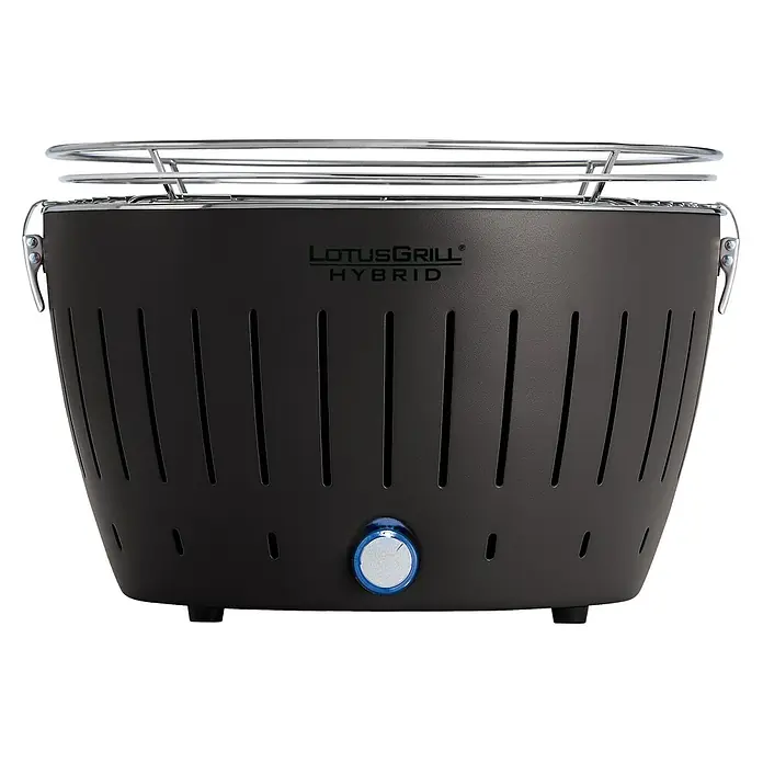 LotusGrill Hybrid-Grill Classic - Durchmesser Grillfläche: 32 cm, Anzahl Brenner: 1 Stk., Anthrazit - LotusGrill Hybrid Grill in Anthrazit. Tragbarer Holzkohlegrill für rauchfreies Grillen mit Temperaturregler und Edelstahlrost.