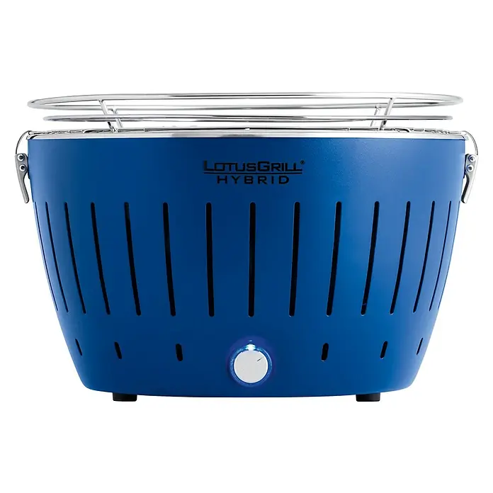 LotusGrill Hybrid-Grill Classic - Durchmesser Grillfläche: 32 cm, Anzahl Brenner: 1 Stk., Tiefblau - Lotusgrill Hybrid: Der rauchfreie Holzkohlegrill in stilvollem Blau mit Grillrost und Ventilationssystem für ein schnelles, sauberes Grillerlebnis.