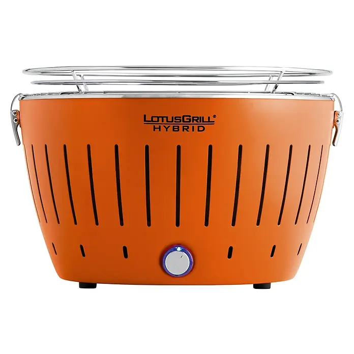 LotusGrill Hybrid-Grill Classic - Durchmesser Grillfläche: 32 cm, Anzahl Brenner: 1 Stk., Mandarinenorange - Lotusgrill Hybrid in leuchtendem Orange: Kompakter Grill mit innovativer Technologie für ein rauchfreies Grillerlebnis.