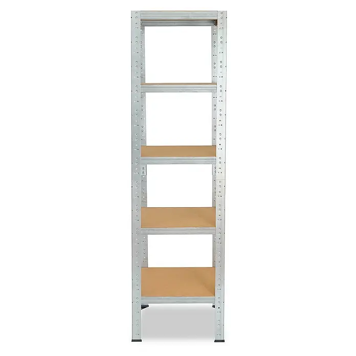 shelfplaza Schwerlastregal HOME - H x B x T: 155 x 30 x 30 cm, Traglast pro Boden: 175 kg, Stecken, verzinkt - Regal mit fünf Regalböden. Das Regal ist aus Metall gefertigt und hat braune Regalböden. Es ist ideal für die Lagerung von Gegenständen.