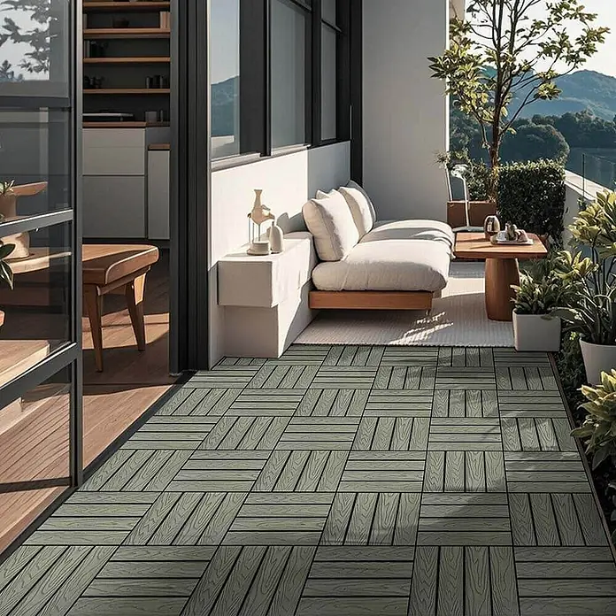 Home Deluxe Terrassenfliese BAVARO PREMIUM 10m² - Antik, Matt - Diese Holzfliesen verleihen Ihrem Balkon oder Ihrer Terrasse einen eleganten Touch. Perfekt für den Außenbereich.