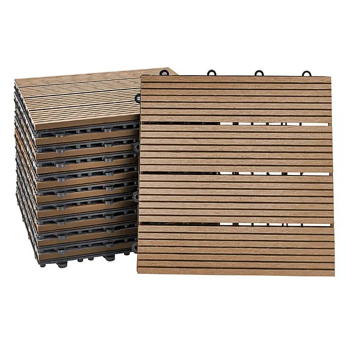 Home Deluxe Terrassenfliese BAVARO 6m² - Teak, Matt - Terrassendielen aus Holz-Kunststoff-Verbundwerkstoff für den Außenbereich. Die Terrassendielen sind einfach zu verlegen und langlebig.
