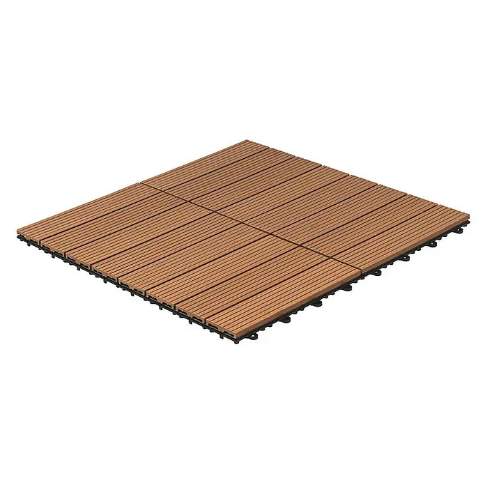 Home Deluxe Terrassenfliese BAVARO 3m² - Hellbraun, Matt - Quadratische Terrassenfliesen aus Holzverbundstoff mit schwarzem Kunststoffboden für den Außenbereich.