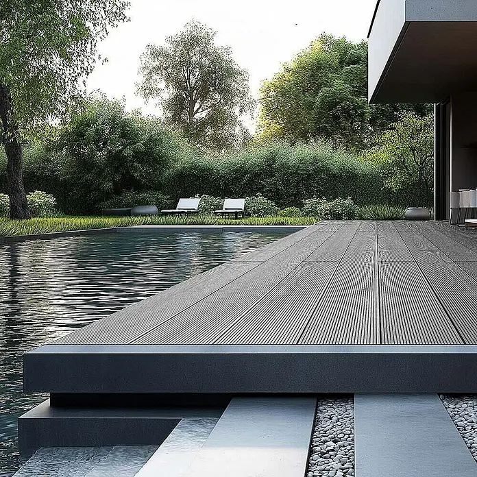 Home Deluxe Terrassenfliese SAMANA 30m² - Hellgrau, Matt - Terrassendielen aus Holzkomposit bieten eine stilvolle Ergänzung für jeden Außenbereich mit pflegeleichter und langlebiger Oberfläche.
