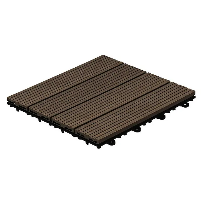 Home Deluxe Terrassenfliese BAVARO 9m² - Dunkelbraun, Matt - Braun gefärbte Terrassendielen aus Holzverbundstoff mit schwarzem Kunststoffunterbau für den Außenbereich.