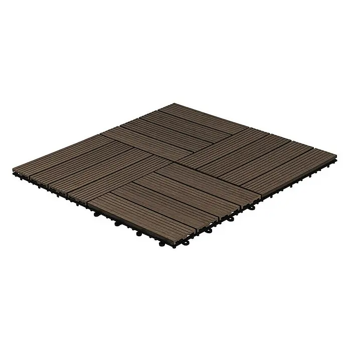 Home Deluxe Terrassenfliese BAVARO 9m² - Dunkelbraun, Matt - Terrassendielen aus Holzverbundmaterial. Die Dielen sind quadratisch und haben eine braune Farbe. Perfekt für Terrasse und Balkon.