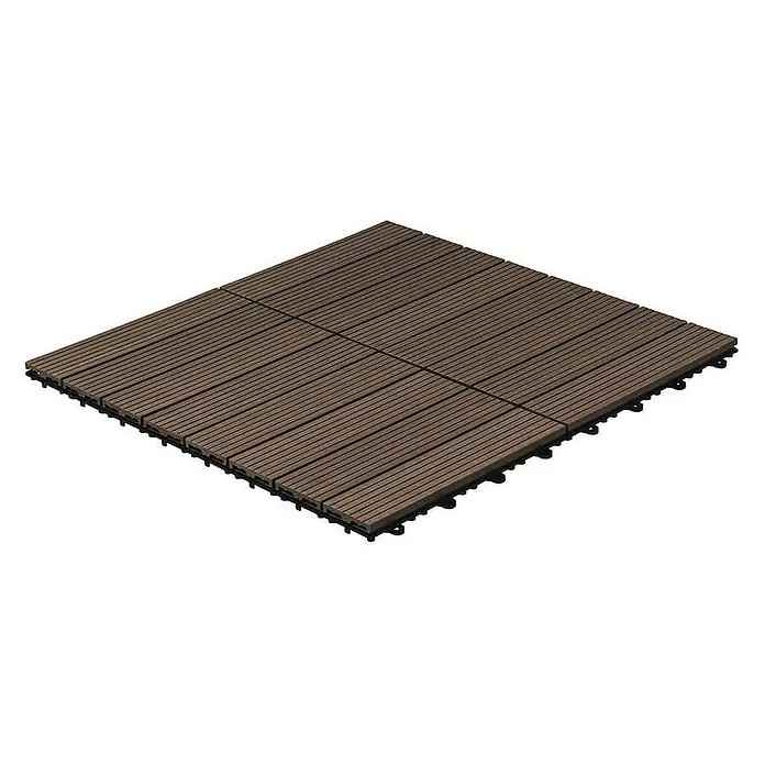 Home Deluxe Terrassenfliese BAVARO 9m² - Dunkelbraun, Matt - Braunfarbene Terrassenfliesen aus Holzverbundmaterial für den Außenbereich. Einfache Verlegung durch Klicksystem.