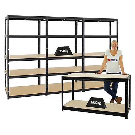 Proregal  Schwerlastregal Mega Deal 3x Slim Elephant M & 1x Höhenverstellbare Werkbank Big DINO