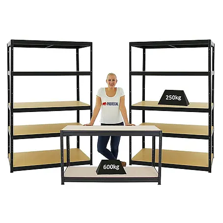 Proregal  Schwerlastregal Mega Deal 2x Big Elephant M & 1x Höhenverstellbare Werkbank Big DINO