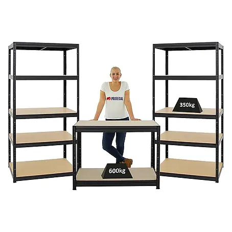 Proregal  Schwerlastregal Mega Deal 2x Slim Elephant M & 1x Höhenverstellbare Werkbank Slim DINO