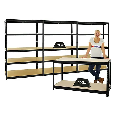 Proregal  Schwerlastregal Mega Deal 3x Big Elephant M & 1x Höhenverstellbare Werkbank Big DINO