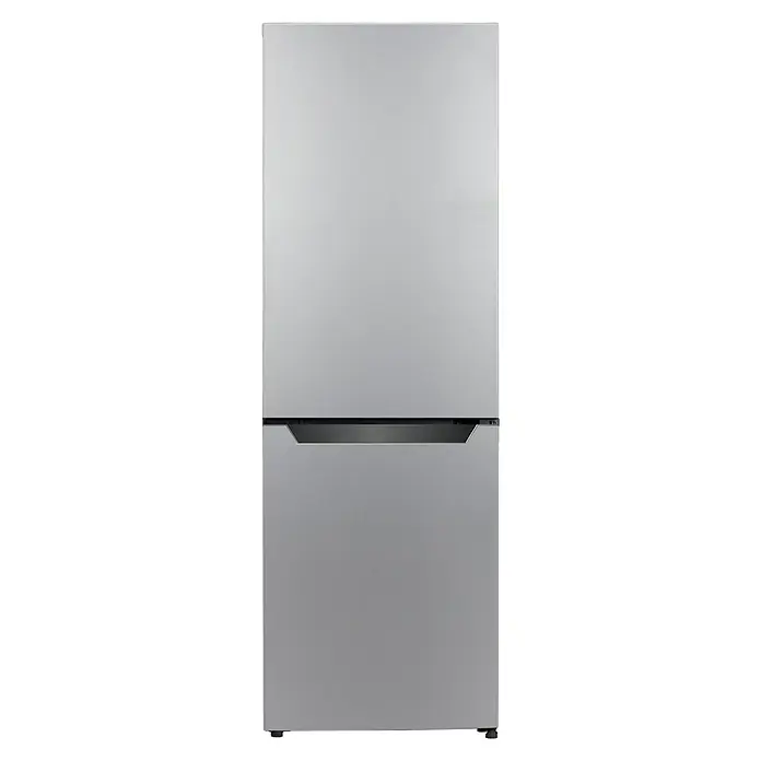 Respekta Kühl-Gefrierkombination Savo - 49,5 x 47,4 x 144 cm, Silber, Nutzinhalt Gesamt: 157 l - Abbildung eines freistehenden Kühl- und Gefrierschranks in Silber, ein modernes Gerät für jede Küche.