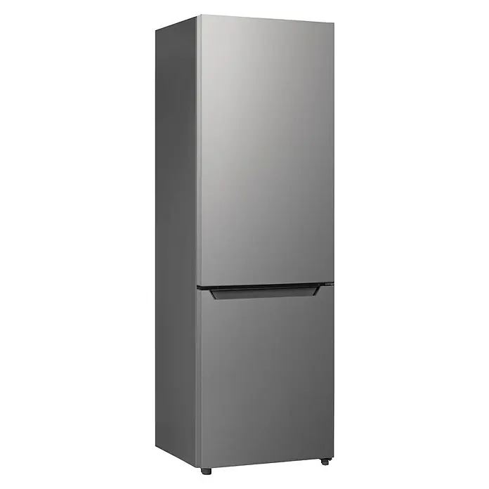 Respekta Kühl-Gefrierkombination Gotland - 55 x 54 x 176 cm, Inox Look, Nutzinhalt Gesamt: 262 l - Ein elegantes, silberfarbenes Kühl-Gefrierkombination mit einem schlanken Design und zwei Türen, ideal für moderne Küchen.