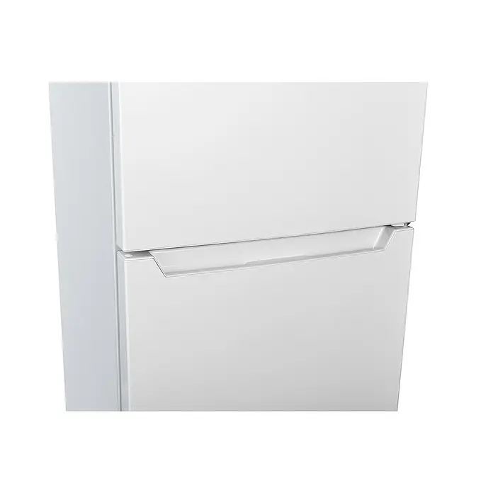 Respekta Kühl-Gefrierkombination Savo - 49,5 x 47,4 x 144 cm, Weiß, Nutzinhalt Gesamt: 157 l - Nahaufnahme eines weißen Kühlschranks, der das schlichte Design und die glatte Oberfläche des Geräts hervorhebt. Die minimalistische Ästhetik ist ideal.