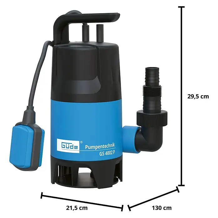 Güde Schmutzwasserpumpe GS 4002 P - 400 W, Max. Fördermenge: 7.500 l/h - Güde Schmutzwasserpumpe GS 4002 P, ideal für Schmutzwasser mit einer Förderhöhe von 5 m und einer Korngröße bis zu 25 mm.