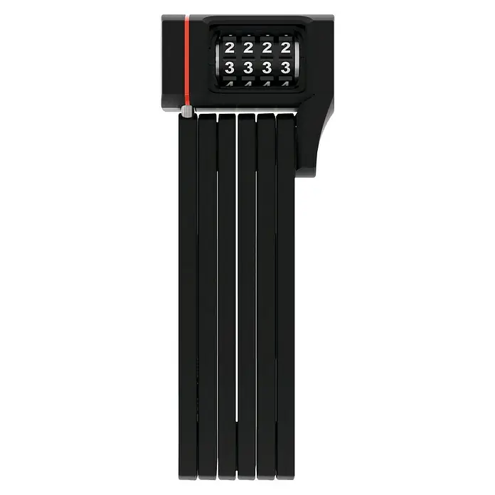 Abus Faltschloss uGrip BORDO™ 5700C - Länge: 80 cm - Ein faltbares Fahrradschloss mit Zahlencode. Das Schloss ist schwarz und hat einen roten Akzent und ist eine Sicherheitsvorrichtung für Fahrräder.