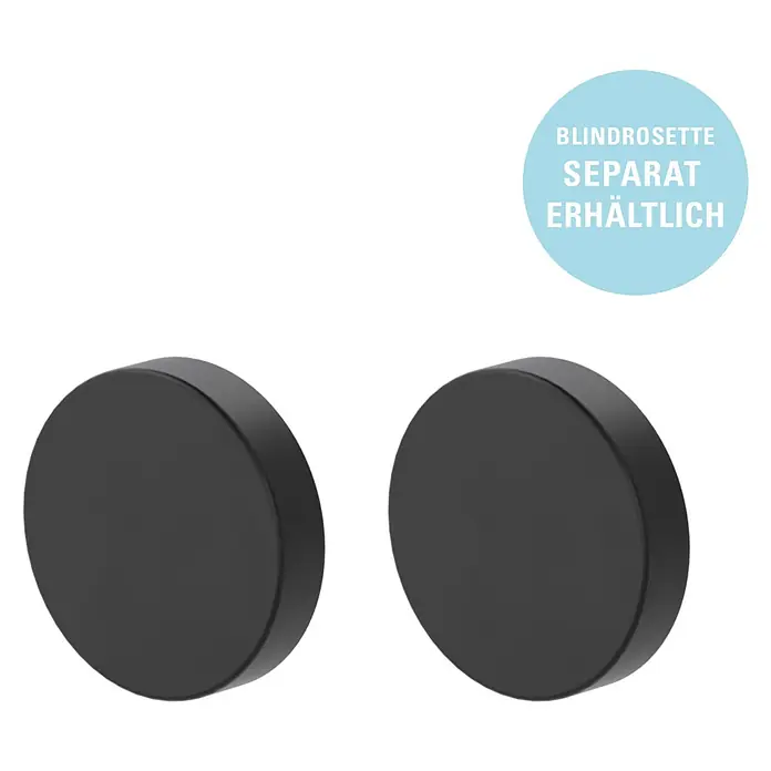 Diamond Doors Zimmertürgarnitur L-Form Premium Smart2Lock links - Stärke Tür: 38 mm - 45 mm, L-Form, Schwarz, DIN Anschlag: Links, Passend für: Türen ohne Schlüssellochbohrung, Türen mit Schlüssellochbohrung benötigen zusätzlich eine Blindrosette - Zwei schwarze Türrosetten mit einem runden Design und Hinweistext auf separat erhältliche Blindrosetten.