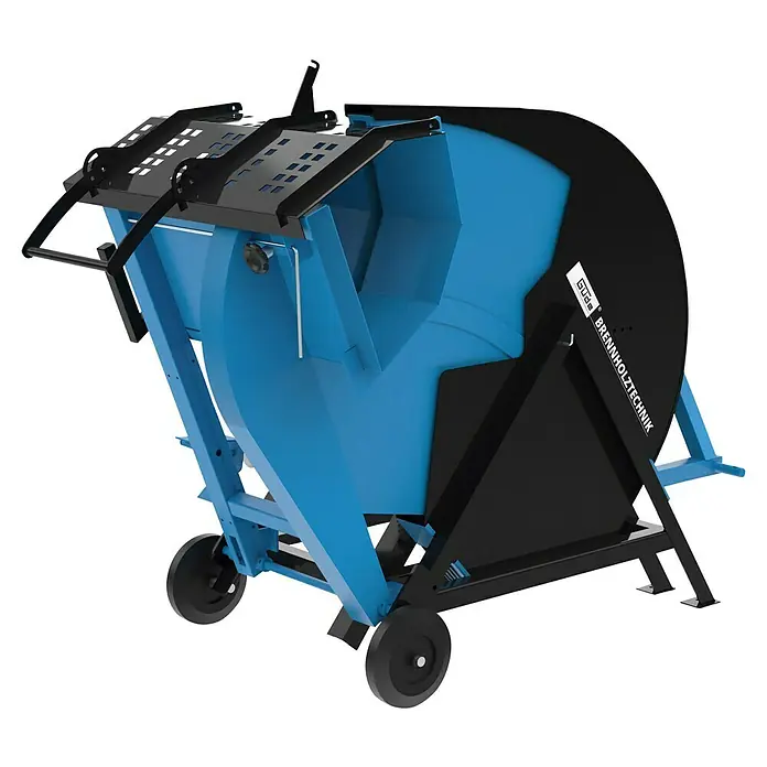 Güde Wippkreissäge GWS 700 ZR HM-2 - Durchmesser Sägeblatt: 700 mm, Bohrung Sägeblatt: 30 mm - Eine blaue Güde Wippkreissäge für Brennholz mit schwarzem Sägeblatt und Gestell. Für präzises und sicheres Sägen von Holz.