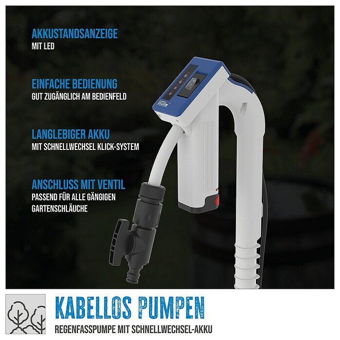 Güde Akku-Regenfasspumpe RFP 12-201-04 (1 Akku, Max. Fördermenge: 1 500 l/h) | BAUHAUS