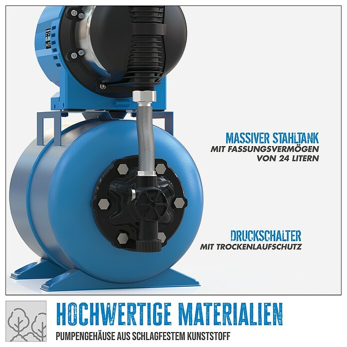 Güde Hauswasserwerk HWW 1400.2 VF (1 400 W, Max. Fördermenge: 4 800 l/h, Max. Druck: 4,8 bar) | BAUHAUS