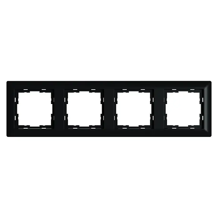 Abdeckrahmen I500 - Matt schwarz, Ausführung Schalterprogramm: 4-fach, Kunststoff - Eine Mehrfach-Gerätedose in Schwarz, ideal für die Installation von mehreren Geräten nebeneinander, präsentiert ein ordentliches Erscheinungsbild.