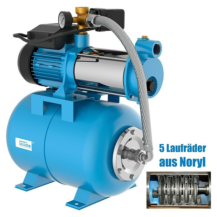 Güde Hauswasserwerk MP 120/5A 24 LT (1 300 W, Max. Fördermenge: 5 400 l/h, Max. Druck: 5,4 bar) | BAUHAUS