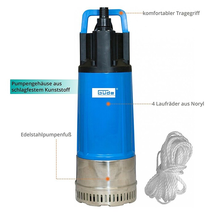 Güde Drucktauchpumpe GDT 1200 I (1 200 W, Max. Fördermenge: 6 000 l/h) | BAUHAUS
