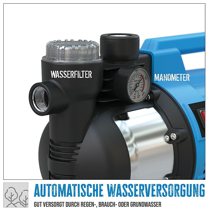 Güde Hauswasserwerk HWW 1100.1 VF (1 100 W, Max. Fördermenge: 4 600 l/h, Max. Druck: 4,6 bar) | BAUHAUS