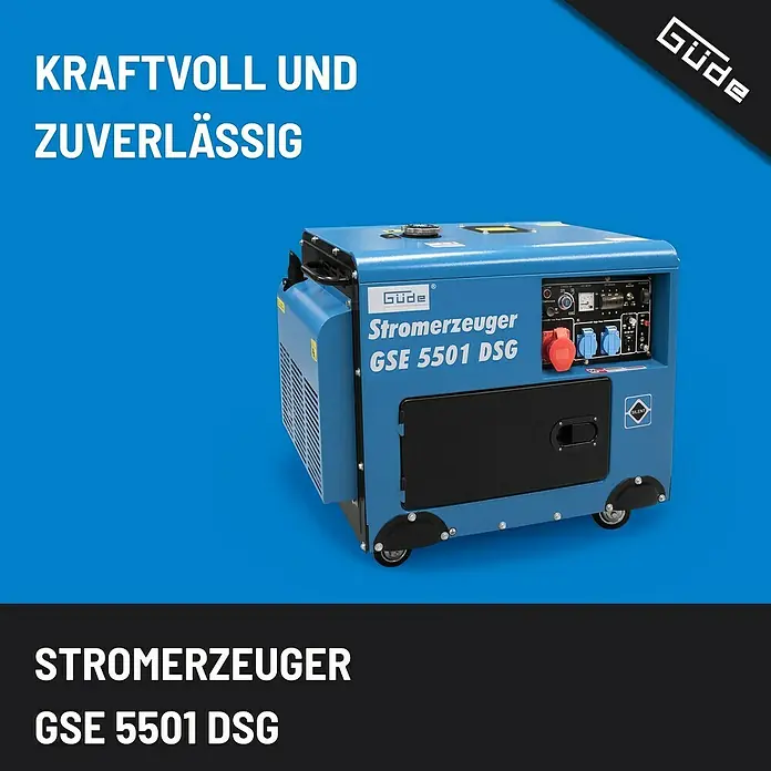 Güde Stromerzeuger GSE 5501 DSG - 5 kW, Tankvolumen: 14,5 l, Verbrauch: 1,5 l/h - Güde Stromerzeuger GSE 5501 DSG: Ein leistungsstarkes und zuverlässiges Gerät zur Stromerzeugung für vielfältige Anwendungen.