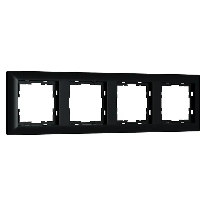 Abdeckrahmen I500 - Matt schwarz, Ausführung Schalterprogramm: 4-fach, Kunststoff - Vierfach-Abdeckung in Mattschwarz, ideal für Schalter und Steckdosen. Elegantes Design für moderne Innenräume, robust und stilvoll.
