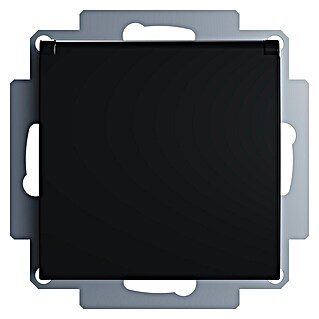 Steckdose I500 mit Klappdeckel (Matt schwarz, Matt, Kunststoff)