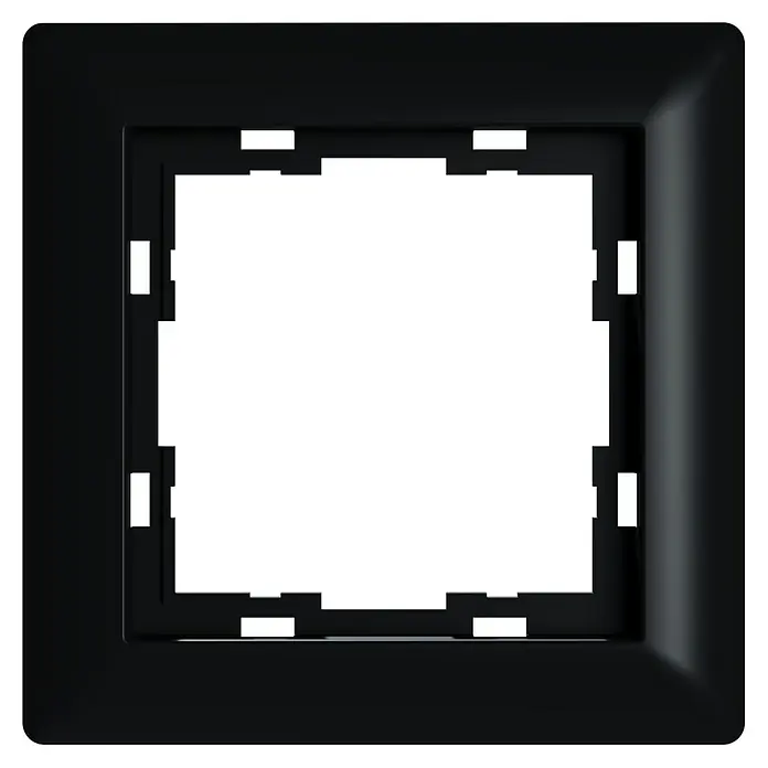 Abdeckrahmen I500 - Matt schwarz, Ausführung Schalterprogramm: 1-fach, Kunststoff - Elegantes, schwarzes Schalter-Design. Ein minimalistischer Lichtschalter mit einem Rahmen.