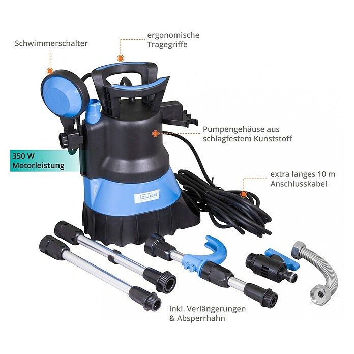 Güde Regenfasspumpe GFP 5201 (350 W, Max. Fördermenge: 5 200 l/h) | BAUHAUS