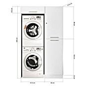 Respekta Armario para lavadora Clara (L x An: 67,6 x 117,4 cm, Blanco, Con armario alto y mueble para la lavadora) | BAUHAUS