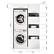 Respekta Armario para lavadora Clara (L x An: 67,6 x 117,4 cm, Blanco, Con armario para la ropa y armario para la lavadora) | BAUHAUS