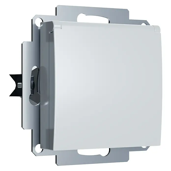 Klappdeckelsteckdose I500 - Alpinweiss, Glänzend, Kunststoff, Unterputzmontage - Weiße Unterputz-Abzweigdose für den Innenbereich, ideal für die Elektroinstallation mit praktischem Klappdeckel.